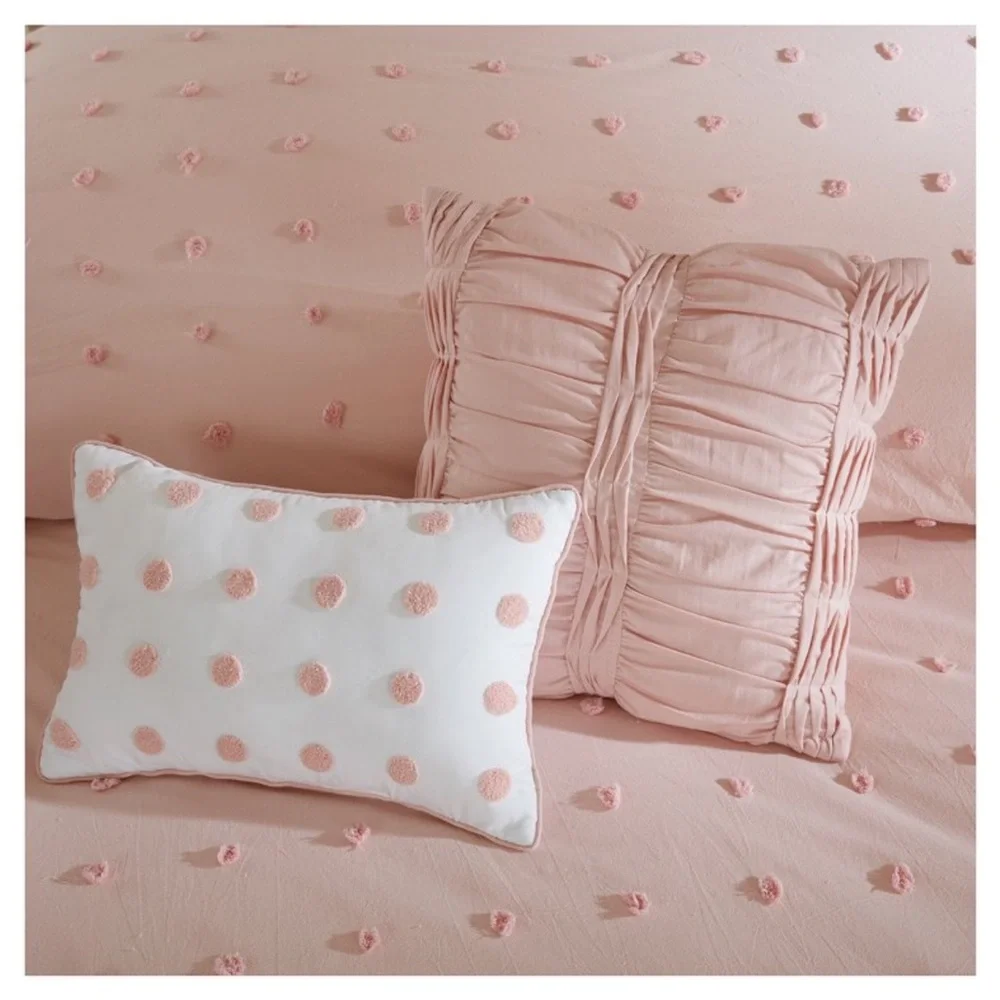 5pc Twin/Twin Extra Long Urban Habitat Kay Cotton Jacquard Duvet Cover Set Pink: